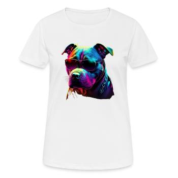 American Staffordshire Terrier Chiens Américain - T-shirt respirant Femme - blanc - Devant - AI Model Female 172 dark (172cm)