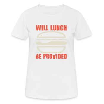WIRD MITTAGESSEN KUCHEN ZUR VERFÜGUNG GESTELLT - Frauen T-Shirt atmungsaktiv - Weiß - Vorne - AI Model Female 172 dark (172cm)