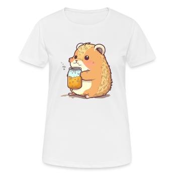 Funny overweight hamster loves his beer - Women's Breathable T-Shirt - white - Front - AI Model Female 172 dark (172cm)