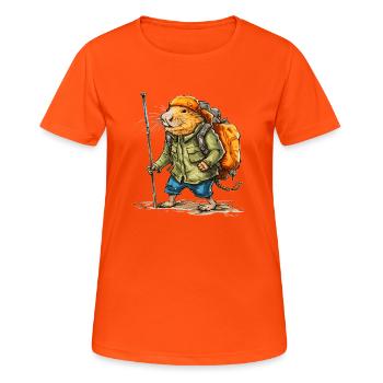 Ce rat-taupe aime se promener pendant son temps libre - T-shirt respirant Femme - orange néon - Devant - AI Model Female 172 dark (172cm)