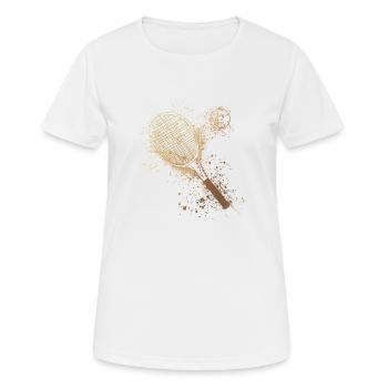 Tennis,Serve, Aquarelle, Joueur de tennis,Or - T-shirt respirant Femme - blanc - Devant - AI Model Female 172 dark (172cm)
