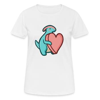 hugadino Parasaurolophus heart, cute dinosaur - Women's Breathable T-Shirt - white - Front - AI Model Female 172 dark (172cm)