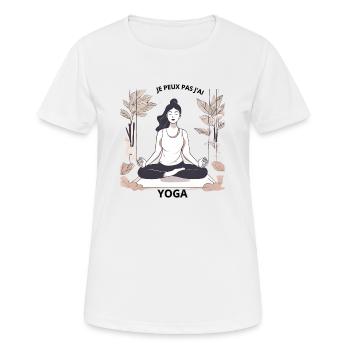 Je peux pas j'ai yoga - cadeau anniversaire - T-shirt respirant Femme - blanc - Devant - AI Model Female 172 dark (172cm)