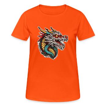 Asiatischer Drache - Japan - Chinesisch - Frauen T-Shirt atmungsaktiv - Neonorange - Vorne - AI Model Female 172 dark (172cm)