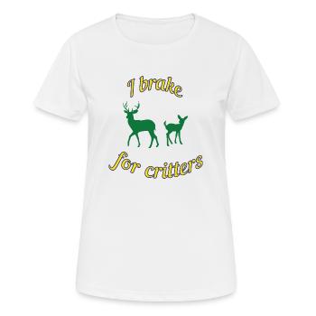 Ich bremse für die Tiere - Frauen T-Shirt atmungsaktiv - Weiß - Vorne - AI Model Female 172 dark (172cm)