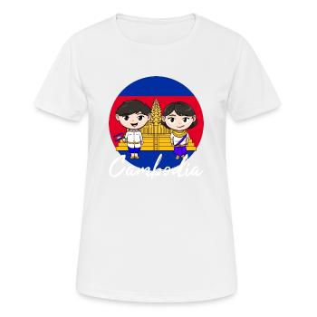 Temple du Cambodge Khmer Vintage drapeau je cadeau - T-shirt respirant Femme - blanc - Devant - AI Model Female 172 dark (172cm)