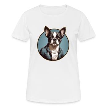 Boston Terrier Portrait Bostie Portrait - Frauen T-Shirt atmungsaktiv - Weiß - Vorne - AI Model Female 172 dark (172cm)