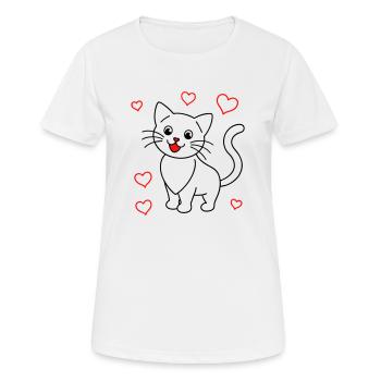 Lovely Cat - Women's Breathable T-Shirt - white - Front - AI Model Female 172 dark (172cm)