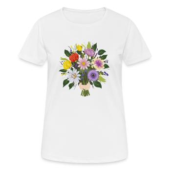 Bouquet de fleurs de jardin - T-shirt respirant Femme - blanc - Devant - AI Model Female 172 dark (172cm)