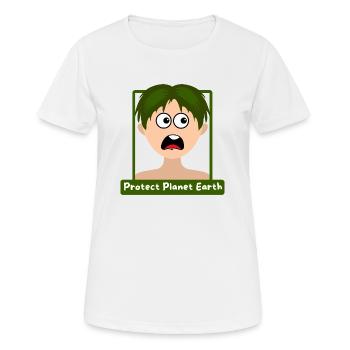 Un garçon demande de Protéger la planète terre - T-shirt respirant Femme - blanc - Devant - AI Model Female 172 dark (172cm)