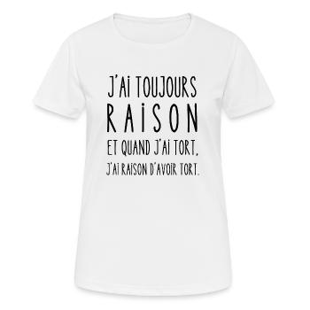 raison d'avoir tort - T-shirt respirant Femme - blanc - Devant - AI Model Female 172 dark (172cm)