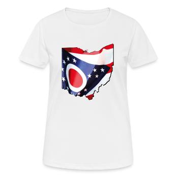 Ohio (United States) | Real Flag | Flag Map - Women's Breathable T-Shirt - white - Front - AI Model Female 172 dark (172cm)