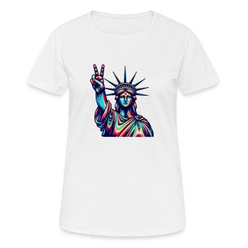 Statue of Liberty Victory Sign Fingers New York - Frauen T-Shirt atmungsaktiv - Weiß - Vorne - AI Model Female 172 dark (172cm)