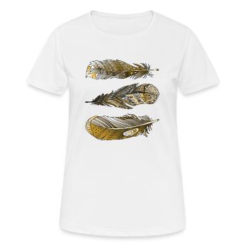 Feder - Frauen T-Shirt atmungsaktiv - Weiß - Vorne - AI Model Female 172 dark (172cm)