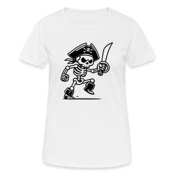 Squelette de pirate avec sabre - T-shirt respirant Femme - blanc - Devant - AI Model Female 172 dark (172cm)