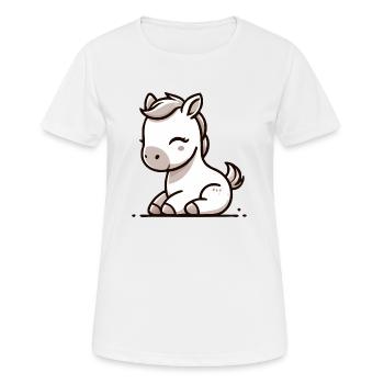 Pony - Frauen T-Shirt atmungsaktiv - Weiß - Vorne - AI Model Female 172 dark (172cm)