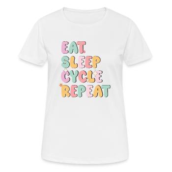 Colorful Eat Sleep Cycle Repeat Bicycle - Cyclist - Women's Breathable T-Shirt - white - Front - AI Model Female 172 dark (172cm)