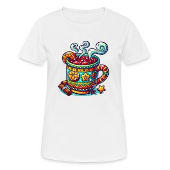 Vin chaud Noël - T-shirt respirant Femme - blanc - Devant - AI Model Female 172 dark (172cm)