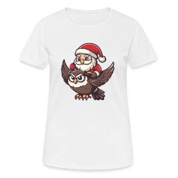 hibou Père Noël dessin animé - T-shirt respirant Femme - blanc - Devant - AI Model Female 172 dark (172cm)