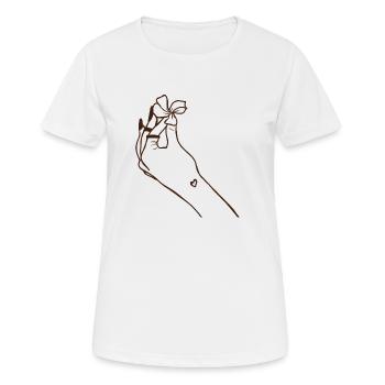Hand mit Blüte - Frauen T-Shirt atmungsaktiv - Weiß - Vorne - AI Model Female 172 dark (172cm)