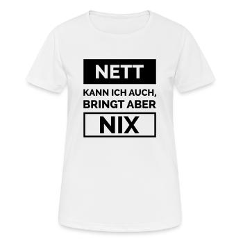 nett nix - Frauen T-Shirt atmungsaktiv - Weiß - Vorne - AI Model Female 172 dark (172cm)