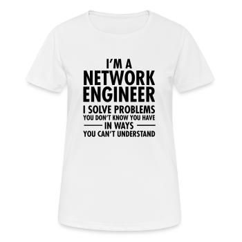 Geek Network Engineer Solve Problems - Women's Breathable T-Shirt - white - Front - AI Model Female 172 dark (172cm)