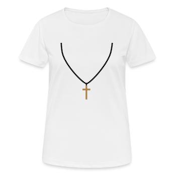 chapelet bijoux collier croix croire direct christ - T-shirt respirant Femme - blanc - Devant - AI Model Female 172 dark (172cm)