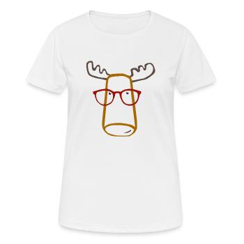 Elch mit Brille - Frauen T-Shirt atmungsaktiv - Weiß - Vorne - AI Model Female 172 dark (172cm)