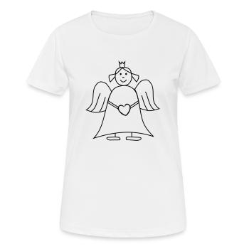 Anges gardiens avec coeur et couronne ange - T-shirt respirant Femme - blanc - Devant - AI Model Female 172 dark (172cm)