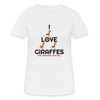 J’aime girafes, girafes, amant girafe, girafe - T-shirt respirant Femme - blanc - Devant - AI Model Female 172 dark (172cm)