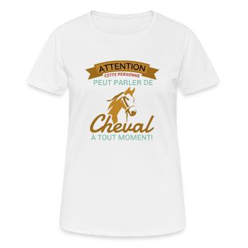 Attention Cheval Cadeau - T-shirt respirant Femme - blanc - Devant - AI Model Female 172 dark (172cm)