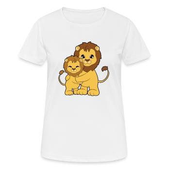 Lion Family Embrace - Women's Breathable T-Shirt - white - Front - AI Model Female 172 dark (172cm)