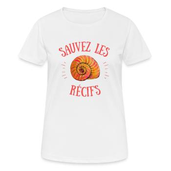 SAUVEZ LES RÉCIFS - T-shirt respirant Femme - blanc - Devant - AI Model Female 172 dark (172cm)