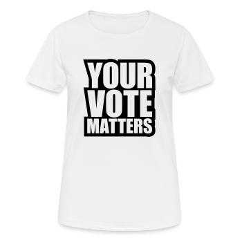 votre vote compte citation - T-shirt respirant Femme - blanc - Devant - AI Model Female 172 dark (172cm)