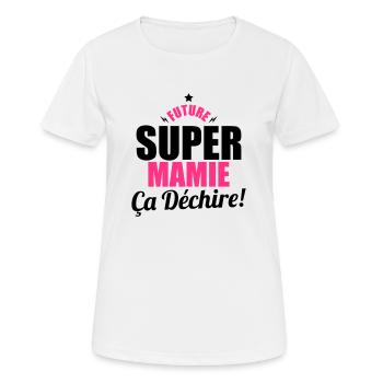 future super mamie ça dechire - T-shirt respirant Femme - blanc - Devant - AI Model Female 172 dark (172cm)