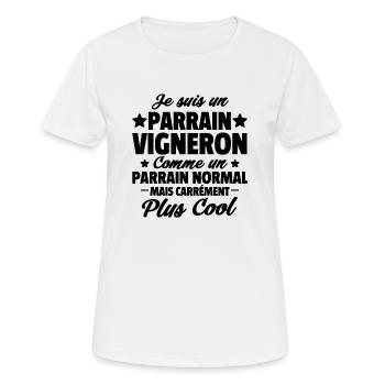 je suis un parrain vigneron / parrain viticulteur - T-shirt respirant Femme - blanc - Devant - AI Model Female 172 dark (172cm)