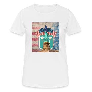 USA, statue de la liberté, étoiles et ceintures. - T-shirt respirant Femme - blanc - Devant - AI Model Female 172 dark (172cm)