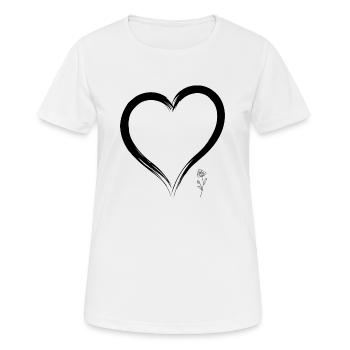 Open heart with rose design - Women's Breathable T-Shirt - white - Front - AI Model Female 172 dark (172cm)