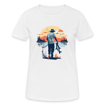 Angeln im See - Frauen T-Shirt atmungsaktiv - Weiß - Vorne - AI Model Female 172 dark (172cm)