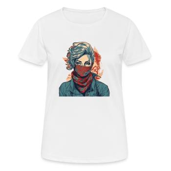 Femme cool avec bandana écran facial gangster - T-shirt respirant Femme - blanc - Devant - AI Model Female 172 dark (172cm)