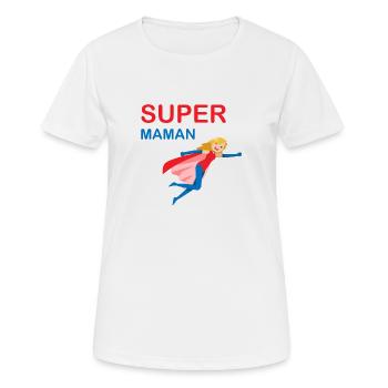 Super Maman - T-shirt respirant Femme - blanc - Devant - AI Model Female 172 dark (172cm)