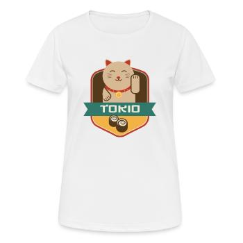 Katze in Tokio - Frauen T-Shirt atmungsaktiv - Weiß - Vorne - AI Model Female 172 dark (172cm)