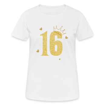 16e anniversaire couronne doré - T-shirt respirant Femme - blanc - Devant - AI Model Female 172 dark (172cm)