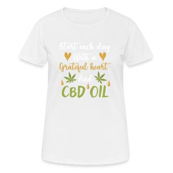 Commencez chaque journée avec un cœur reconnaissant et de l’huile de CBD - T-shirt respirant Femme - blanc - Devant - AI Model Female 172 dark (172cm)