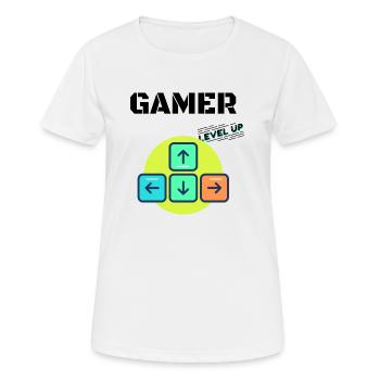 Gamer Level Up - Frauen T-Shirt atmungsaktiv - Weiß - Vorne - AI Model Female 172 dark (172cm)