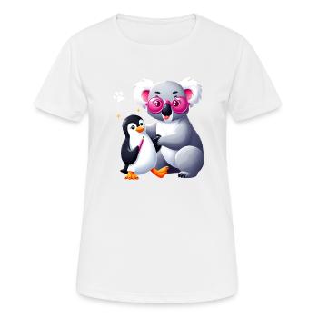 Bär und Pinguin mit rosa Brille - Frauen T-Shirt atmungsaktiv - Weiß - Vorne - AI Model Female 172 dark (172cm)