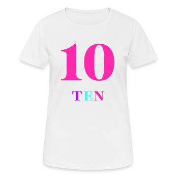 Zehn-10-jähriges Jubiläum - Frauen T-Shirt atmungsaktiv - Weiß - Vorne - AI Model Female 172 dark (172cm)