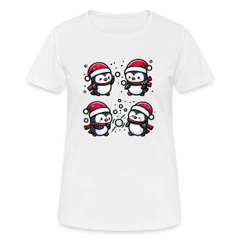Adorable pingouin père Noël chapeau bataille de boules de neige d’hiver - T-shirt respirant Femme - blanc - Devant - AI Model Female 172 dark (172cm)