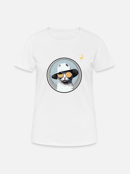 STILVOLLE KATZE - Frauen T-Shirt atmungsaktiv - Weiß