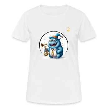 TROMPETER-MONSTER - Frauen T-Shirt atmungsaktiv - Weiß - Vorne - AI Model Female 172 dark (172cm)